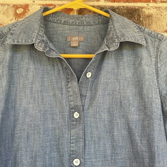 J.Jill Blue Denim Button-Up Long Sleeved Shirt Dress - Picture 3 of 11